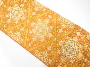 アンティーク　斜め格子に華紋織り出し袋帯（材料）